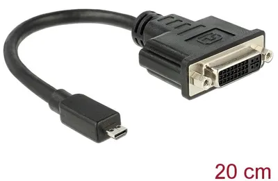 Produktbild von DeLOCK 65563, 0,2 m, DVI-D, Micro-HDMI, Weiblich, Männlich, Schwarz