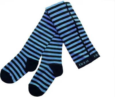 Produktbild von Kinderstrumpfhosen aus Baumwolle Halloween Ringel Marine und Mittelblau Größe 134-146