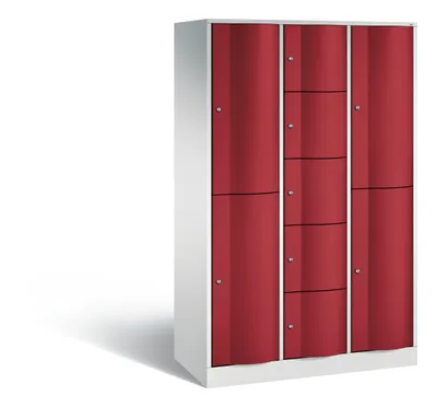 Produktbild von Großraum-Wertfachschrank mit Spezialtüren, 9 Abteile, BxTxH 1150x540x1950 mm, RAL 7035/3003