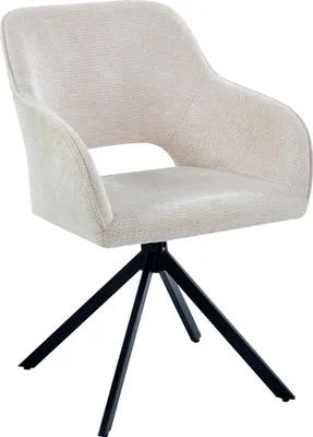 Produktbild von Refurbished Möbelretoure Drehstuhl 360 Grad drehbar Armlehnstuhl Stoffbezug Beige Metallgestell schwarz MILLY