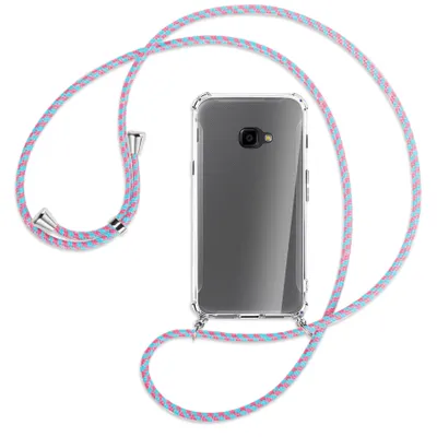 Produktbild von Handykette Backcover-Schutzhülle mit Band (Metall silberfarben) für Samsung Galaxy Xcover 4 / 4s - pink/mint