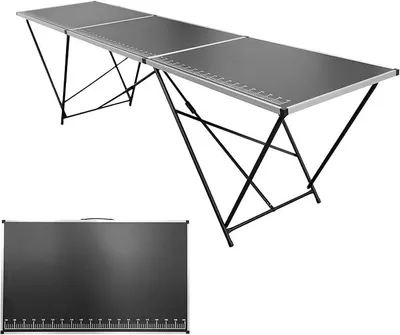 Imagen del producto de Mesa plegable para tapicería, mesa de trabajo robusta, mesa multiusos, mesa para mercadillos de 300x60 cm, mesa multifuncional con capacidad de carga de hasta 30 kg