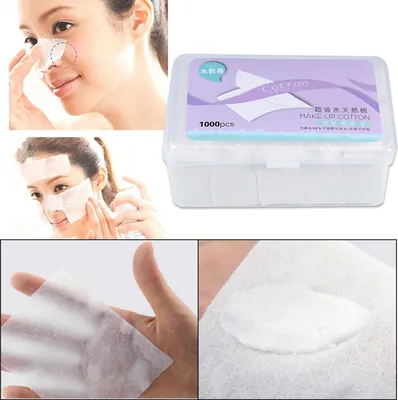 Produktbild von 1000PCS Baumwolle Kosmetische Reinigung Pads Gesicht Nagellack Entferner Makeup Wipe & Box