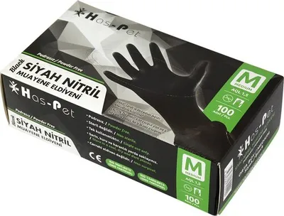 Produktbild von Haspet Nitrilhandschuhe Größe M Einweghandschuhe Nitril Handschuhe Latexfrei Schwarz