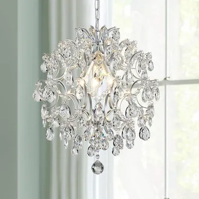 Productafbeelding van Zilveren moderne kroonluchter met kristallen, regendruppeldesign, verlichting, plafondlamp, lamp voor eetkamer, badkamer, slaapkamer, woonkamer
