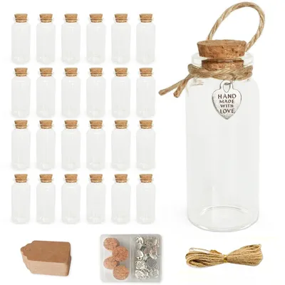 Productafbeelding van Elzusha - Set van 24 Mini Glazen Flessen met Kurk 25ml
