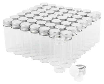 Image de Lot de 50 flacons en verre transparent de 15 ml avec bouchon à vis