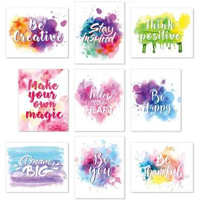 Productafbeelding van Aquarel wandkunst prints - Inspirerende motieven - Set van 9 - 8 x 10 inch
