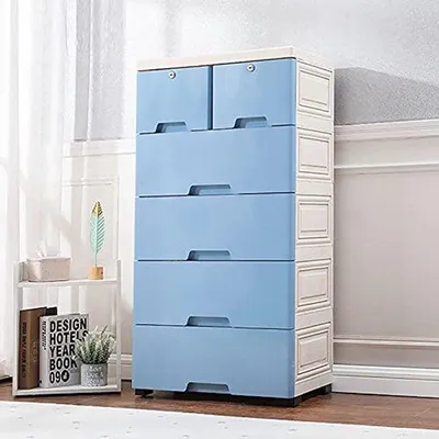 Obrázok produktu pre Plastová úložná skrinka s piatimi zásuvkami, s uzamykateľnými zásuvkami, vhodná do kancelárie, spálne a kúpeľne