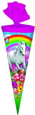 Produktbild von Schultüte / Zuckertüte / Länge: 25cm / rund / "White Horse"