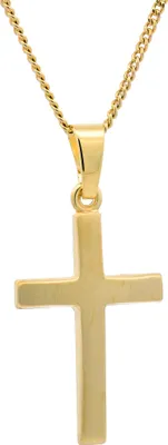 Produktbild von Gold Anhänger Kreuz mit Goldkette massiv 585 - 14 Karat Gold 42 cm