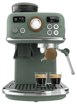 Espressomaschine mit Mühle, 20 bar, PID, 1500 W, Cold Brew, olivgrün