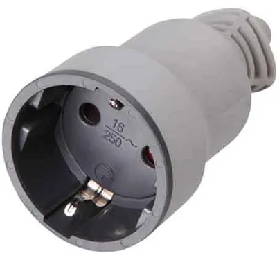 Productafbeelding van Mobiele stopcontactdoos SCHUKO, 10A, met rubberen behuizing, 2 polig + aarding