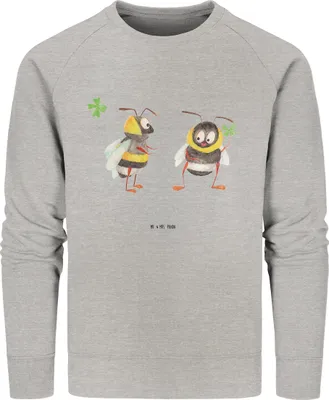 Produktbild von Mr. & Mrs. Panda Baumwoll Pullover Bienen Paar Größe XXL - Heather Grey - Geschenk, Valentinstag, Schildkröten, Sweater, Jahrestag, Sweatshirt, für Frauen, Freund, Pulli