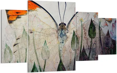 Produktbild von Bild auf Leinwand - Leinwandbild - Schmetterling Abstraktion - 160x90cm - Wand Bild - Wanddeko - Leinwanddruck - Bilder - Kunstdruck - Wanddekoration - Leinwand bilder - Wandkunst - DL160x90-4081