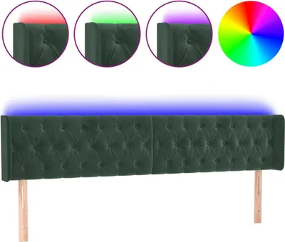 Produktbild von vidaXL LED Kopfteil Dunkelgrün 203x16x78/88 cm Samt
