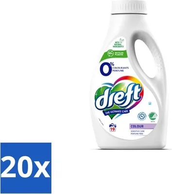 Produktbild von Dreft Flüssigwaschmittel – 0 % Buntwäsche – Hypoallergen – 19 Waschgänge - Vorteilspack - 20 Stücke