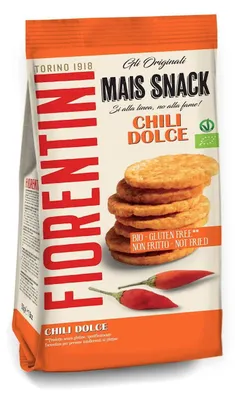 KRĄŻKI KUKURYDZIANE SŁODKIE CHILI BEZGLUTENOWE BIO 50 g - FIORENTINI