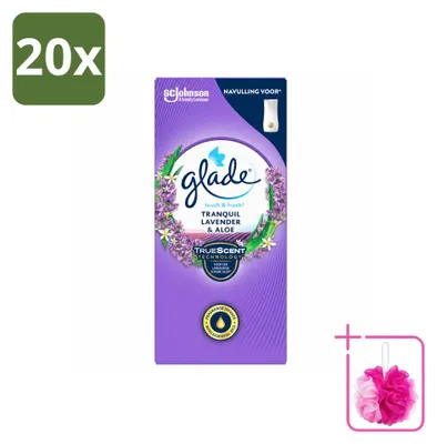 Obrázek produktu pro 20 kusů náplně Glade Touch & Fresh – vůně levandule a aloe – 10 ml – výhodný balení – 20 kusů