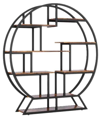 Immagine prodotto di Libreria rotonda HOGA-YS0271, 147 x 29,8 x 152,4 cm, marrone/nero