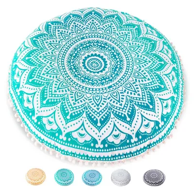 Produktbild von Kissenbezug, 75 cm - Runder Fußhocker - Kissenbezug - Boho-Chic - Meditationsmatte - Authentische, handwerkliche Qualität