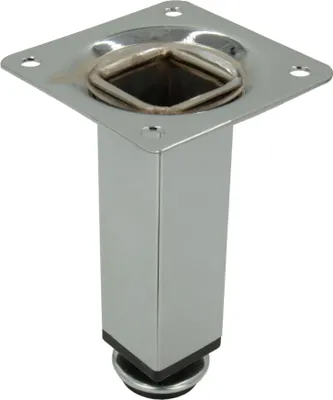 Zdjęcie produktu dla Nóżka meblowa, prosta, kwadratowa, w kolorze srebrnym, metalowa, regulowana, 10 cm