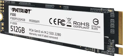 Produktbild von SSD Patriot P300 512GB M.2 PCIe 3.0 P300P512GM28 NVME