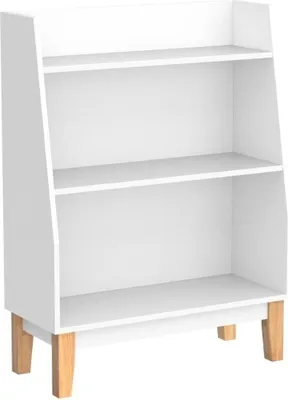 Obrázok produktu pre SoBuy detský regál s 3 priehradkami, regál na knihy, detský regál, stojaci regál s nohami z masívneho dreva, biely WHT cca 60x80x25cm