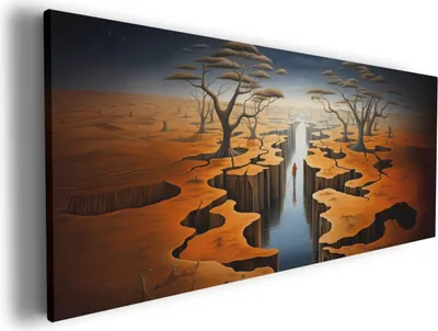 Produktbild von Wallario Premium Leinwandbild Pfad in einer surrealen Welt in Größe 50 x 125 cm