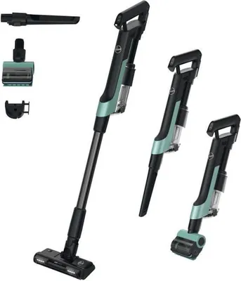 A collection of Hoover cordless vacuum cleaners and accessories displayed against a white background.