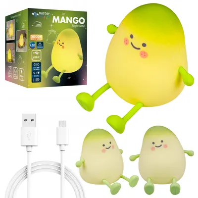 Produktbild von MasterLED Kinder-Nachtlicht Mango – LED Silikonlampe 3000K warmweiß mit Touch-Steuerung, Timer & Akku, USB-C