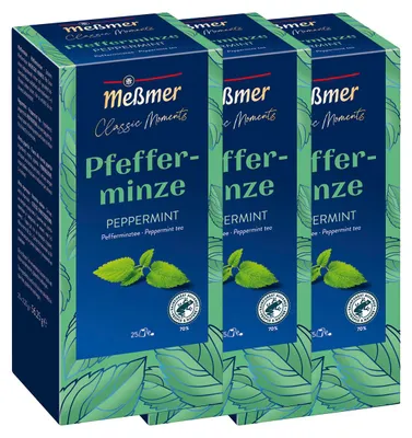 Zdjęcie produktu dla Meßmer ProfiLine Peppermint 25 x 2,25 g, opakowanie 3 sztuki (3 x 56 g)