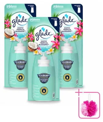 Obrázok produktu pre 3 x Náplň do osviežovača vzduchu Glade Sense & Spray – exotické tropické kvety – 18 ml – balenie s 3 kusmi