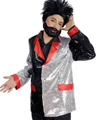 Produktbild von K35250882-46-48-A schwarz-rot-silber Herren Pailletten Jacket Casino Gr.46-48