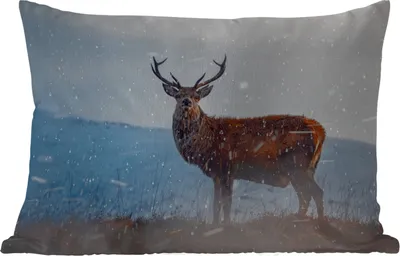 Produktbild von MuchoWow® Outdoor Kissen - Hirsche auf der verschneiten Heide - 60x40 cm - Wetterfest - Lounge Kissen - Zierkissen - Kissen für Innenräume