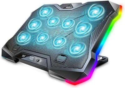 Produktbild von Laptop-Kühlpad – Laptop-Ventilator – Leistungssteigerung für Gaming – 10 Turboventilatoren – für Laptops mit 12-18 Zoll – Schwarz