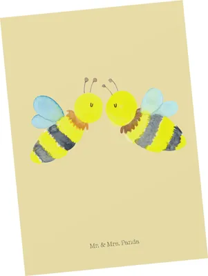 Produktbild von Mr. & Mrs. Panda Postkarte Biene Liebe - Gelb Pastell - Geschenk, Postkarten, Ansichtskarte, Grußkarte, Ansichtskarten, bildkarte