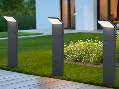 Produktbild von LED Pollerleuchte in Anthrazit 50cm - 3er Set Wegeleuchten Terrassenbeleuchtung