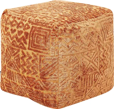 Produktbild von BELIANI Pouf Goldbraun Viskose und Polyester 50 x 50 cm mit EPS-Perlen Quadratisch Persisches Muster Modern Boho Bodenkissen Sitzpouf Sitzmöbel Indoor