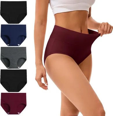 Productafbeelding van Hoge Taille Katoenen Stretch Slips voor Dames - Pakket van 5