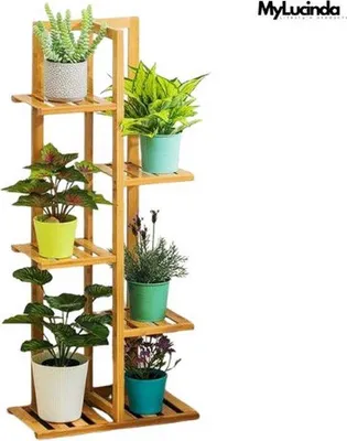 Immagine prodotto di Scaffale per piante in bambù a 5 ripiani, altezza 40 cm, per interni ed esterni