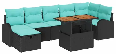 Immagine prodotto di vidaXL Set di divani da giardino 8 pezzi in polirattan nero