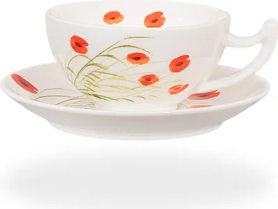 Produktbild von tea4chill Teetasse Caprice aus Fine Bone China Porzellan. Porzellantasse 150ml mit Untertasse in klassisch stilvollem Blumen-Design