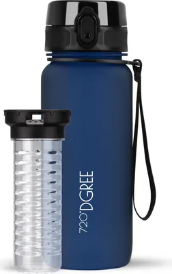 Immagine prodotto di Borraccia uberBottle softTouch con contenitore per frutta 650 ml / Sapphire Blue/ 720DGREE