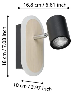 Immagine prodotto di Eglo Applique LED Rimbocchi 1x6W, 750 lm, 3000K, bianco caldo, nero