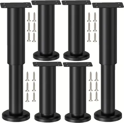 Obrázek produktu pro Nohy na nábytek, 6 kusů, výška 18-30 cm, nastavitelné, kovové, černé, pro pohovku