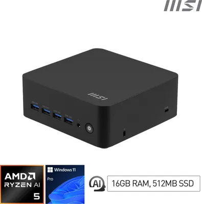 Immagine prodotto di MSI Cubi Z AI 8M R5 8645HS FS 16GB 512GB W11P AMD Ryzen™ 5 DDR5-SDRAM SSD Windows 11 Pro Mini PC Nero