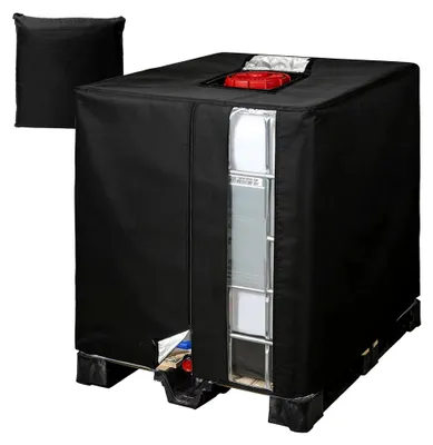 Produktbild von IBC Tank Abdeckung Wassertank Schutzhülle 1000L Abdeckplane, 420D wasserdichte IBC Container Abdeckung UV Schutz Tote Cover Tankabdeckung Behälterabdeckung Bezug (120x100x116cm) Schwarz