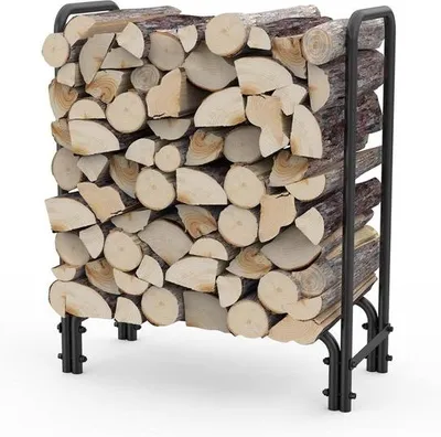 Productafbeelding van Famanu Houtopslag - Stevig houten rek voor binnen en buiten - Zwart