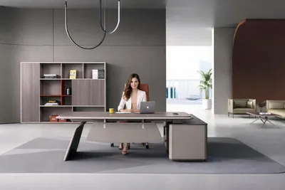 Zdjęcie produktu dla Solidny zestaw biurowy: designerski biurko i ekskluzywna regał na książki, 2 elementy